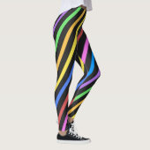 Paarse gele blauwe strepen voor zwarte trippy leggings (Rechts)