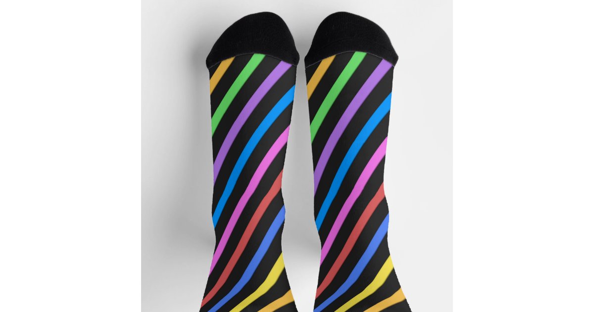 Paarse blauwe zwarte kleurrijke strepen sokken | Zazzle.nl
