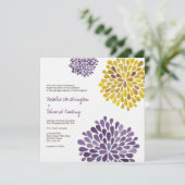 Paarse-gele-bloei-uitnodiging voor bruiloft kaart (Staand voorkant)