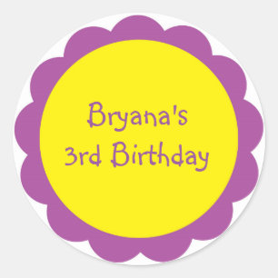 Paarse & Gele Bloem Cute Verjaardagsfeest Sticker