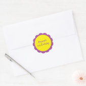 Paarse & Gele Bloem Cute Verjaardagsfeest Sticker (Envelop)