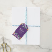 Paarse gele bloemen bewaren de datum cadeaulabel (Met Touw)
