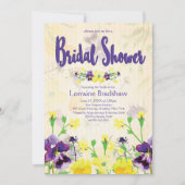 Paarse & Gele Bloemen Bruids Douche Uitnodigingen (Voorkant)