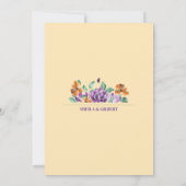 Paarse gele bloemen bruiloft thema kaart (Achterkant)
