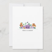 Paarse gele bloemen bruiloft thema kaart (Achterkant)