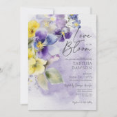 Paarse Gele Bloemen Liefde In Bloom Modern Douche Kaart (Voorkant)