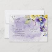 Paarse & Gele Bloemen Modern Bruiloft Diner RSVP Kaartje (Voorkant)