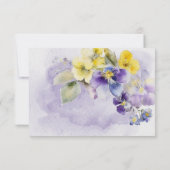 Paarse & Gele Bloemen Modern Bruiloft Diner RSVP Kaartje (Achterkant)