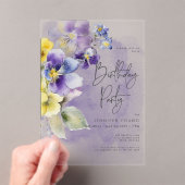 Paarse & Gele Bloemen Modern Verjaardag Acryl Uitnodigingen (Insitu (Draagbaar))