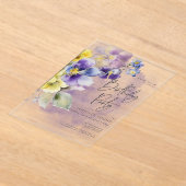 Paarse & Gele Bloemen Modern Verjaardag Acryl Uitnodigingen (Laagn)