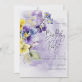 Paarse & Gele Bloemen Modern Verjaardag Kaart (Voorkant)