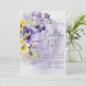 Paarse & Gele Bloemen Modern Verjaardag Kaart (Staand voorkant)