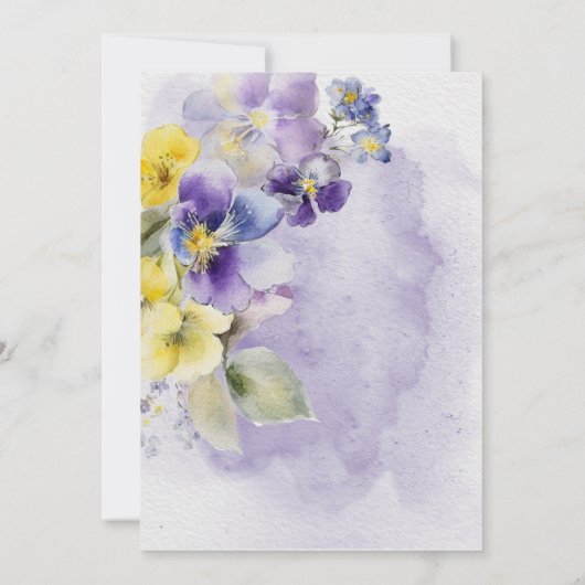 Paarse & Gele Bloemen Modern Verjaardag Kaart (Achterkant)