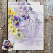 Paarse & Gele Bloemen Modern Verjaardag Kaart