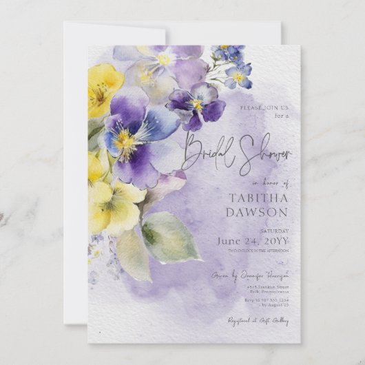 Paarse & Gele Bloemen Modern Vrijgezellenfeest Kaart (Voorkant)