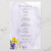 Paarse & Gele Bloemen Modern Wedding Programma (Achterkant)