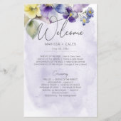 Paarse & Gele Bloemen Modern Wedding Programma (Voorkant)