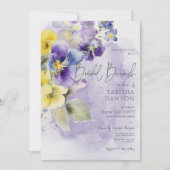 Paarse & Gele Bloemen Moderne Bruidsbrunch Kaart (Voorkant)