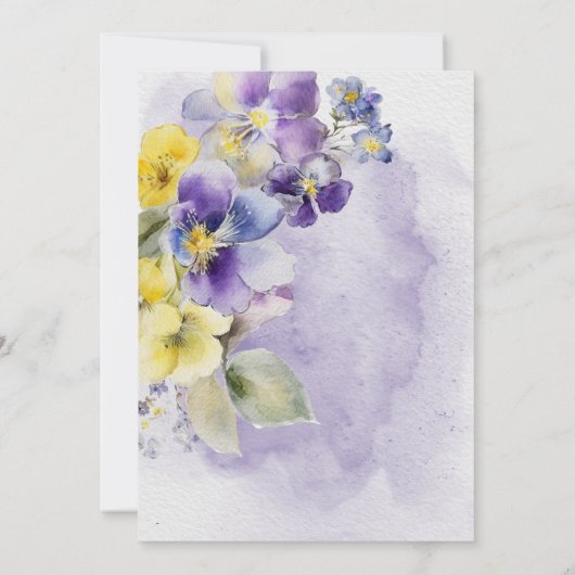 Paarse & Gele Bloemen Moderne Bruidsbrunch Kaart (Achterkant)