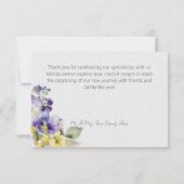 Paarse & Gele Bloemen Moderne Bruiloft Bedankkaart (Achterkant)