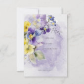 Paarse & Gele Bloemen Moderne Bruiloft Geen Diner RSVP Kaartje (Voorkant)