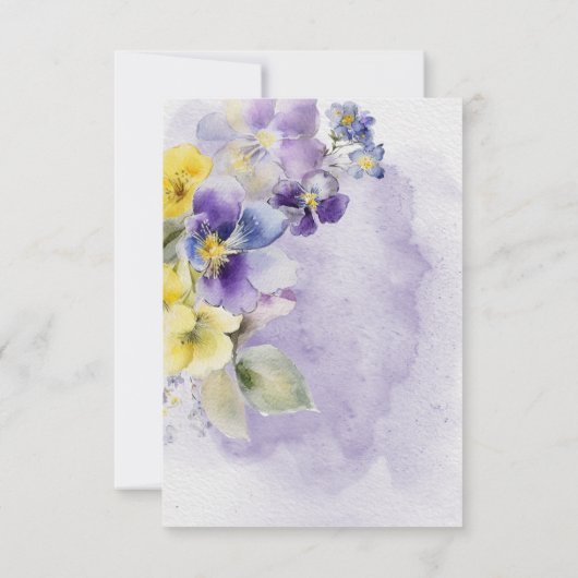 Paarse & Gele Bloemen Moderne Bruiloft Geen Diner RSVP Kaartje (Achterkant)