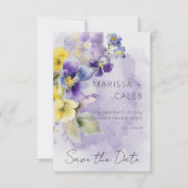 Paarse & Gele Bloemen Moderne Bruiloft Save The Date (Voorkant)