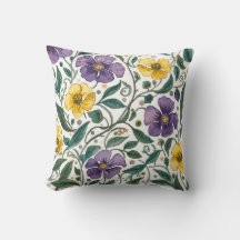 Paarse Gele Bloemen Patroon, Modern,Elegant
