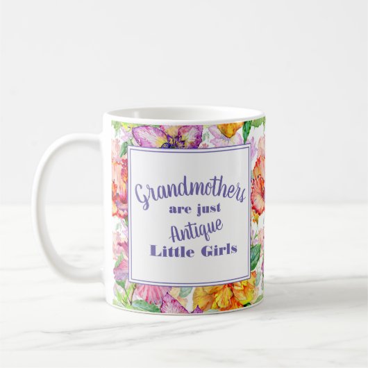 Paarse Gele Bloemige Oma's Kleine Meisjes Koffiemok (Links)
