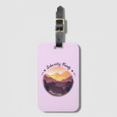  Paarse Gele Boerderij Mountain Sunset Bagagelabel (Voorkant (verticaal))