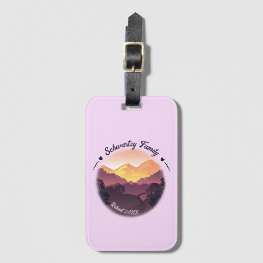  Paarse Gele Boerderij Mountain Sunset Bagagelabel (Voorkant (verticaal))
