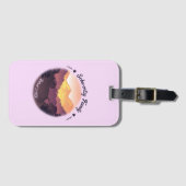  Paarse Gele Boerderij Mountain Sunset Bagagelabel (Voorkant (horizontaal))