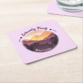  Paarse Gele Boerderij Mountain Sunset Kartonnen Onderzetters (Schuin)