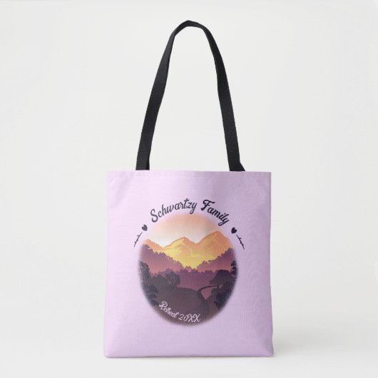 Paarse Gele Boerderij Mountain Sunset Tote Bag (Voorkant)