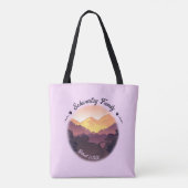 Paarse Gele Boerderij Mountain Sunset Tote Bag (Achterkant)