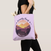 Paarse Gele Boerderij Mountain Sunset Tote Bag (Dichtbij)