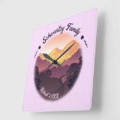 Paarse Gele Boerderij Mountain Sunset Vierkante Klok (Hoek)