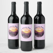 Paarse Gele Boerderij Mountain Sunset Wijn Etiket (Flessen)