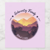 Paarse Gele Boerderij Mountain Sunset Wijn Etiket (Enkel label)