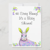 Paarse & Gele Bunny Baby shower Uitnodiging (Voorkant)