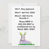 Paarse & Gele Bunny Baby shower Uitnodiging (Achterkant)