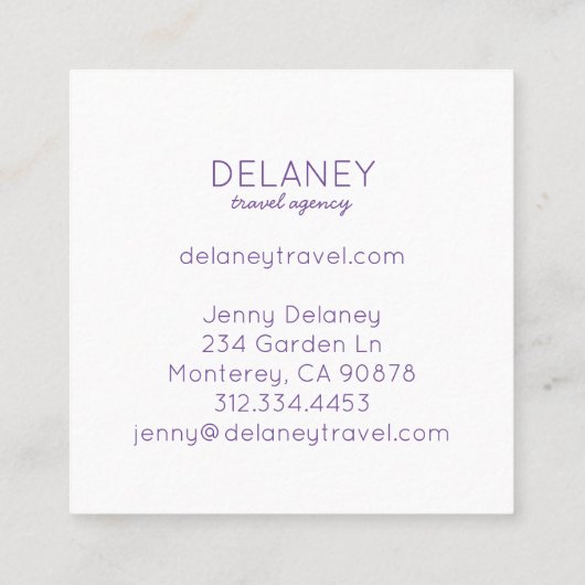 Paarse Gele Cactus Flowers Natuur Fotoreizen Vierkante Visitekaartje (Achterkant)