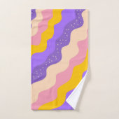 Paarse Gele Celestial Stripe Groovy Abstract Bad Handdoek (Handdoek)