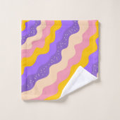 Paarse Gele Celestial Stripe Groovy Abstract Bad Handdoek (Wasdoekje)