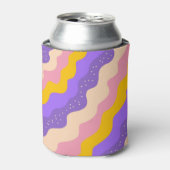 Paarse Gele Celestial Stripe Groovy Abstract Blikjeskoeler (Blikje Voorkant)