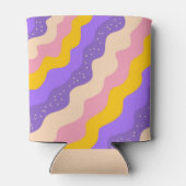 Paarse Gele Celestial Stripe Groovy Abstract Blikjeskoeler (Achterkant)