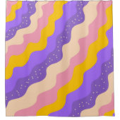 Paarse Gele Celestial Stripe Groovy Abstract Douchegordijn (Voorkant)