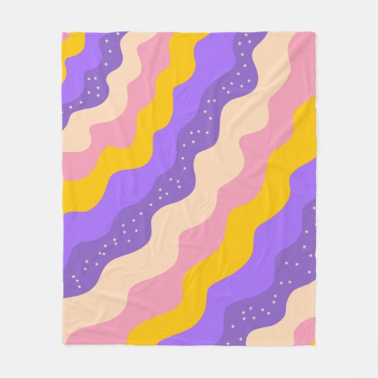 Paarse Gele Celestial Stripe Groovy Abstract Fleece Deken (Voorkant)