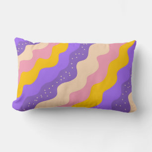 Paarse Gele Celestial Stripe Groovy Abstract Kussen