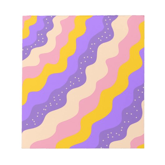 Paarse Gele Celestial Stripe Groovy Abstract Notitieblok (Voorkant)